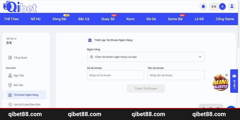 Các thao tác rút tiền qua từng phương thức mà QIBET cung cấp